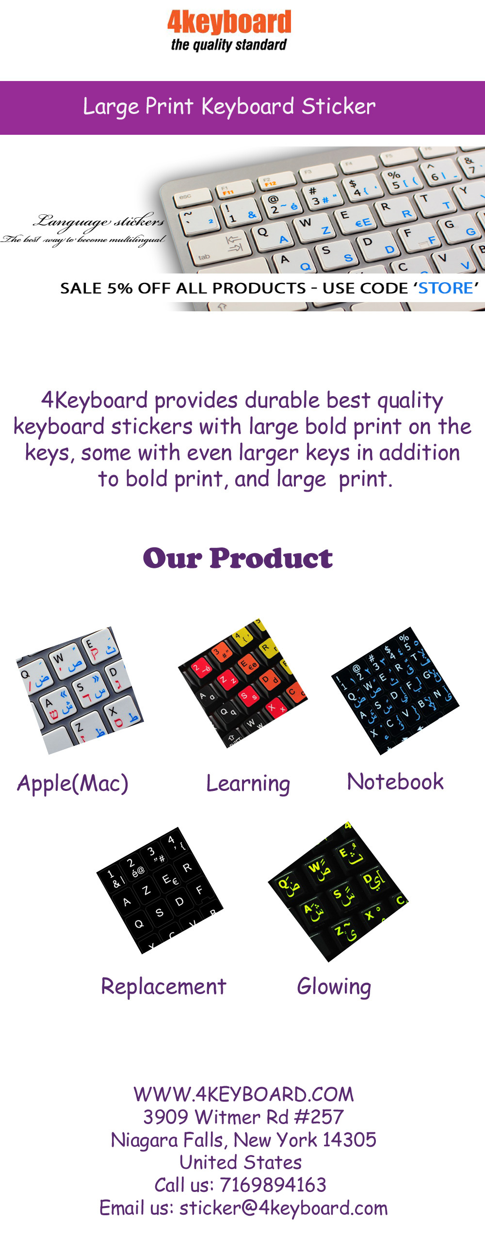 Large Print Keyboard Sticker